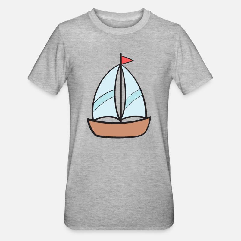 Boot Schiff Segelschiff - Unisex Polycotton T-Shirt - Grau meliert