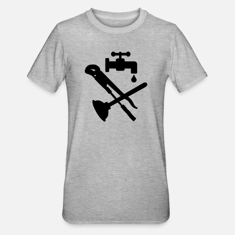 Logo des Werkzeugklempnerkrans - Unisex Polycotton T-Shirt - Grau meliert