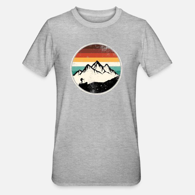 Retro Peak Trail Circle - Unisex Polycotton T-Shirt - heather grey