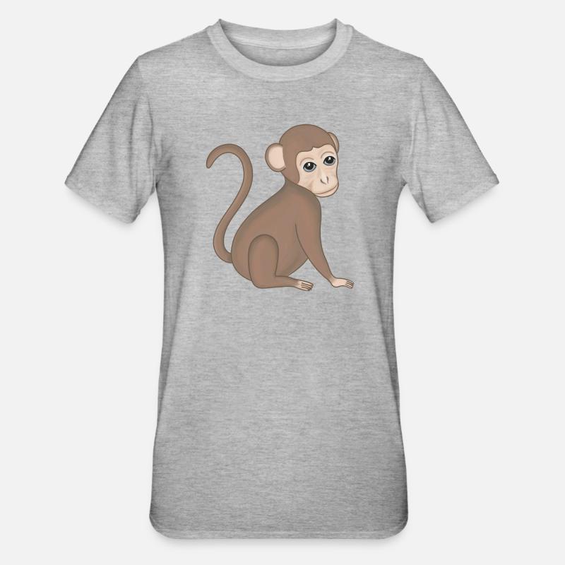 Affe Baby Äffchen - Unisex Polycotton T-Shirt - Grau meliert