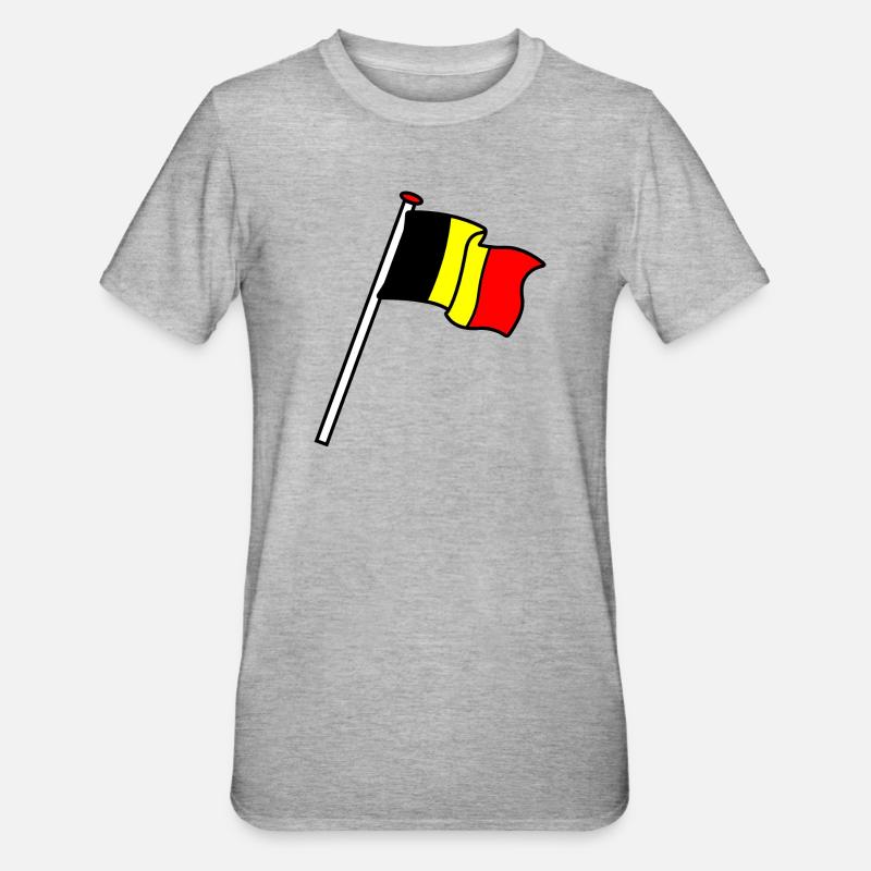 Drapeau Belgique Drapeaux BE - T-shirt polycoton Unisexe - gris chiné