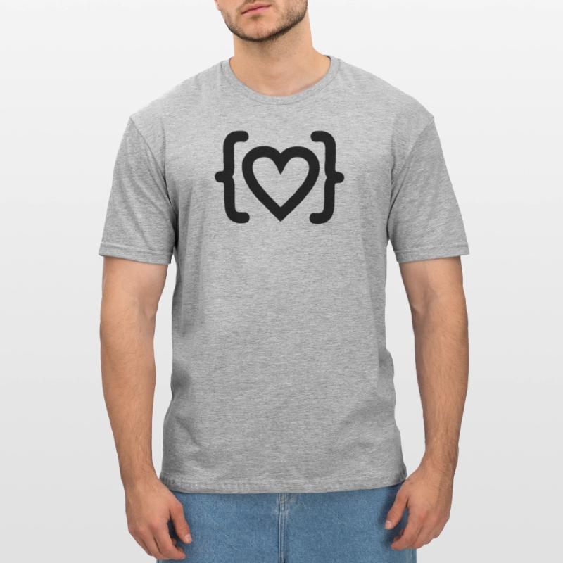 Cœur du logo du code du programmeur T-shirt polycoton Unisexe