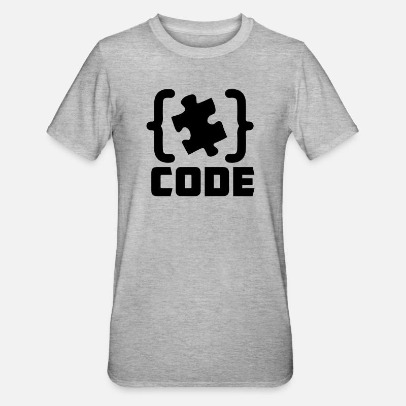 programmer Code puzzle piece solving - Unisex Polycotton T-Shirt - heather grey
