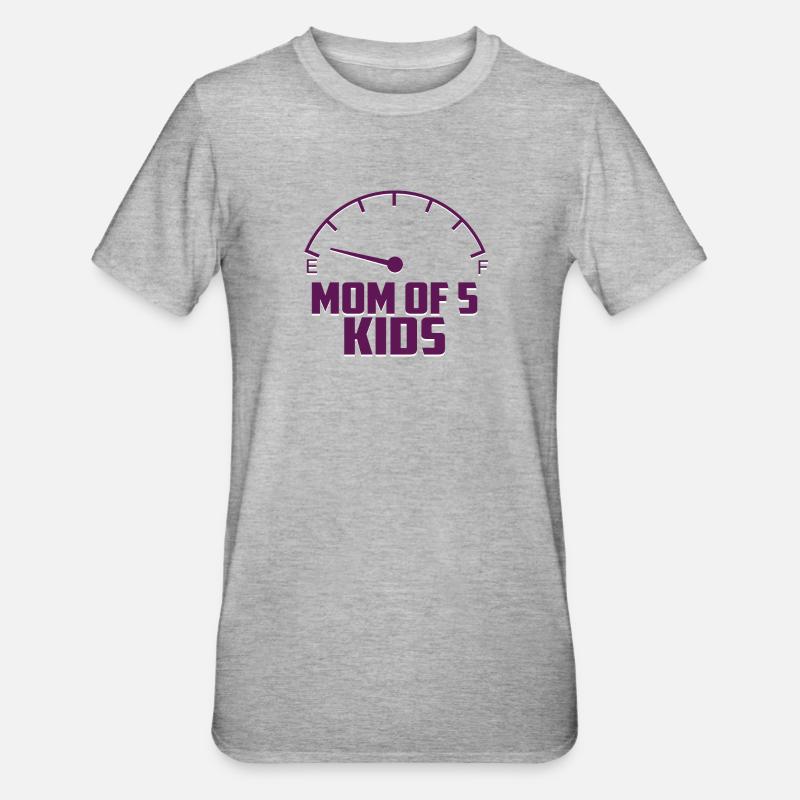 Mutter von 5 Kindern - Unisex Polycotton T-Shirt - Grau meliert