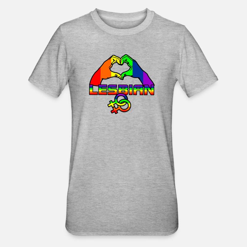 Regenbogen lesbies stolzes Logo 4 - Unisex Polycotton T-Shirt - Grau meliert