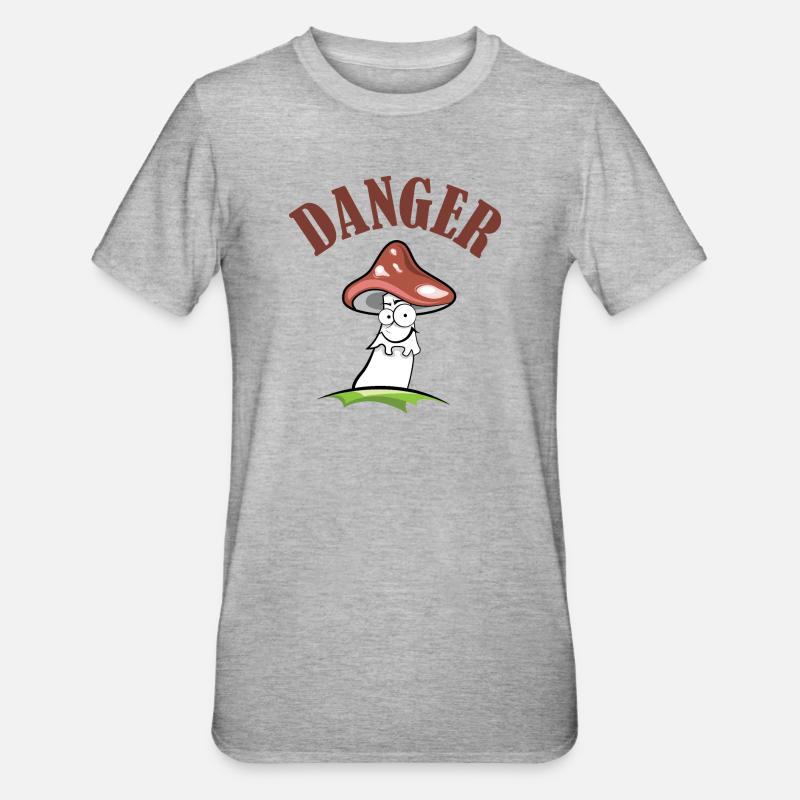 Toadstool danger symbol comic funny - Unisex Polycotton T-Shirt - heather grey