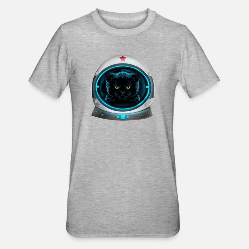angry space cat astronaut - Unisex Polycotton T-Shirt - heather grey