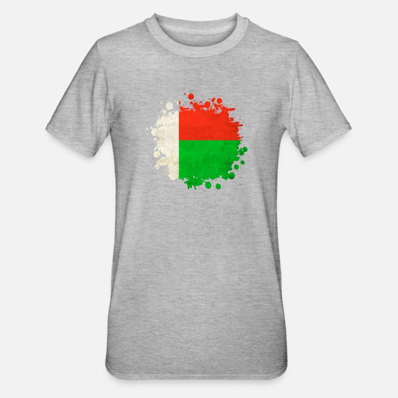 Blob de drapeaux de Madagascar - T-shirt polycoton Unisexe - gris chiné