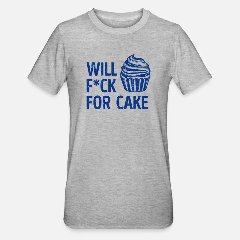 Statement Lecker Cupcake Süßigkeiten Kuchen - Unisex Polycotton T-Shirt - Grau meliert