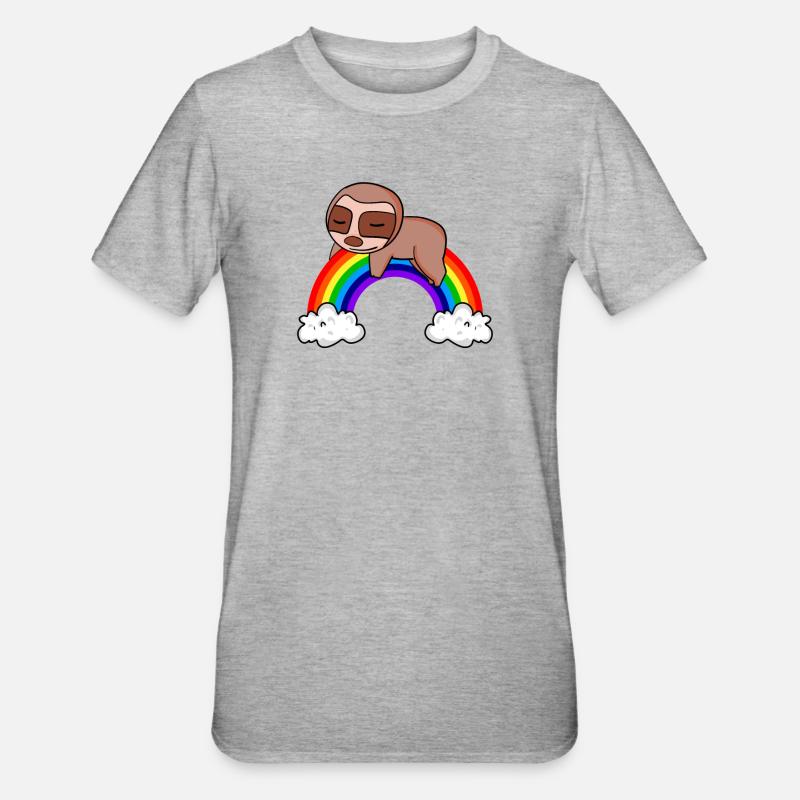 Rainbow Sloth - Unisex Polycotton T-Shirt - heather grey