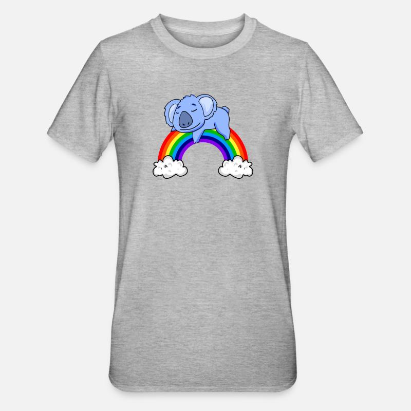 Regenbogen Koala - Unisex Polycotton T-Shirt - Grau meliert