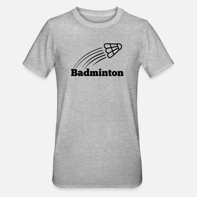 Badmintontext mit hochfliegendem Shuttle - Unisex Polycotton T-Shirt - Grau meliert