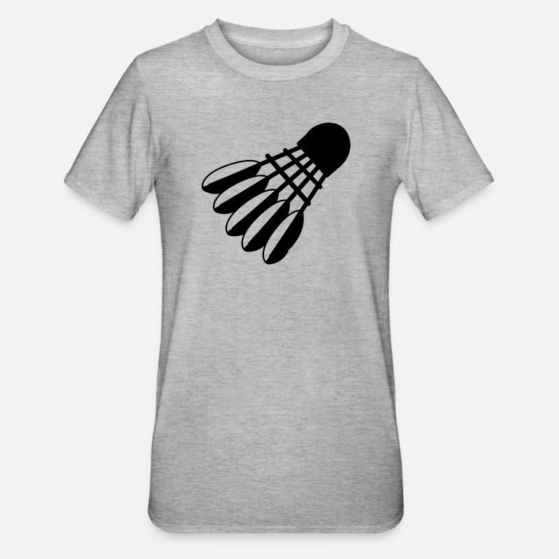 Badminton Shuttle Logo mit Federn - Unisex Polycotton T-Shirt - Grau meliert