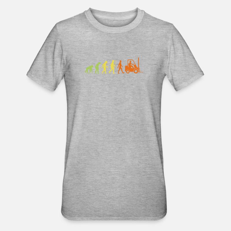 Évolution vers un cariste - T-shirt polycoton Unisexe - gris chiné