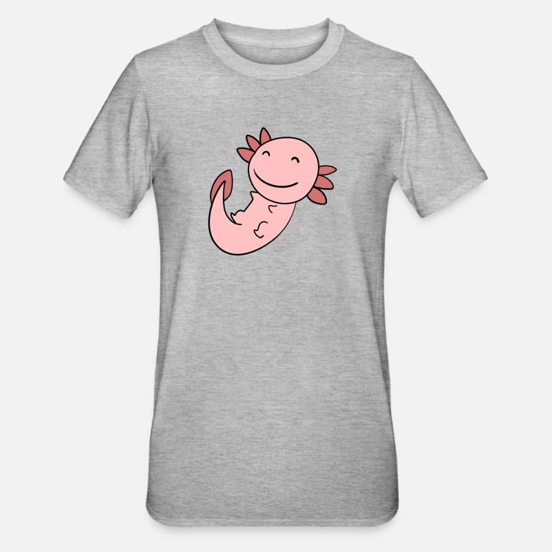 Axolotl Rose Doux - T-shirt polycoton Unisexe - gris chiné