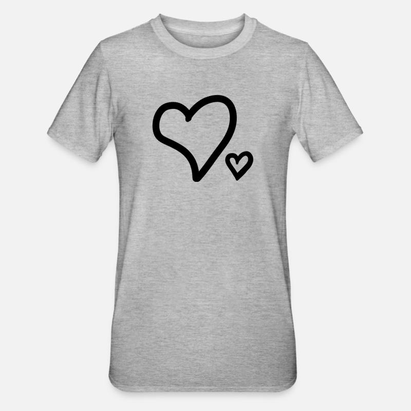 Hjerte hjerter - Unisex polycotton T-shirt - grå meleret