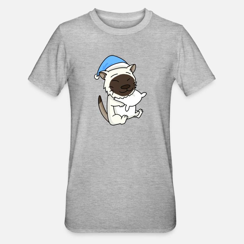 Chat race de chat Birmanie - T-shirt polycoton Unisexe - gris chiné