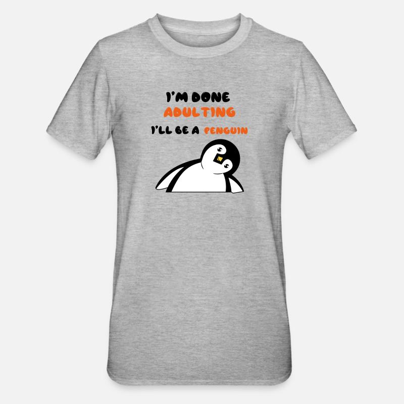 Süß Pinguin Statement Zoo Tier Vogel - Unisex Polycotton T-Shirt - Grau meliert