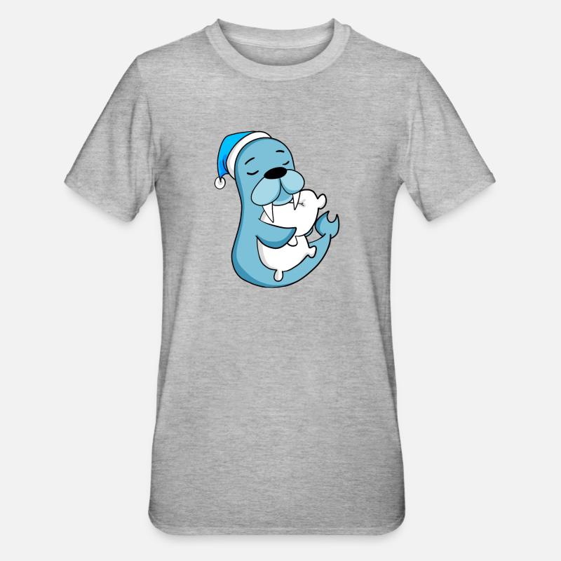 Seelöwe - Unisex Polycotton T-Shirt - Grau meliert