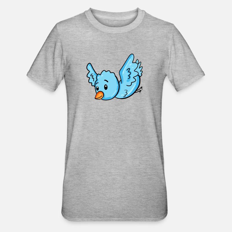 Bleu oiseau - T-shirt polycoton Unisexe - gris chiné