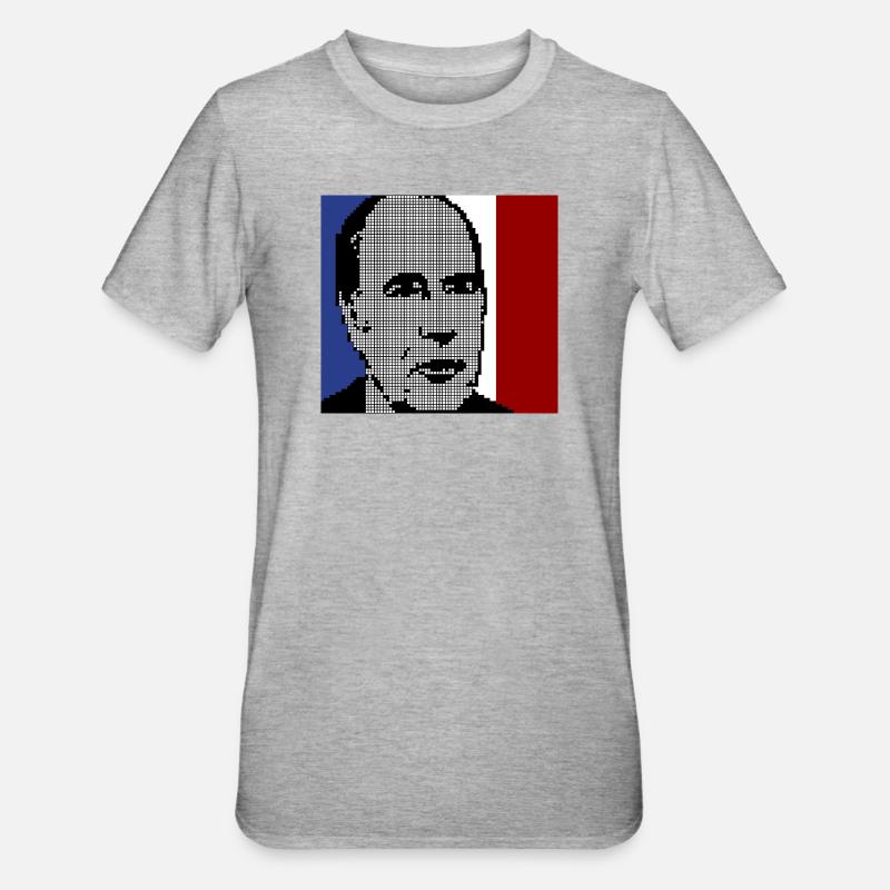 Mitterrand 1981 - T-shirt polycoton Unisexe - gris chiné