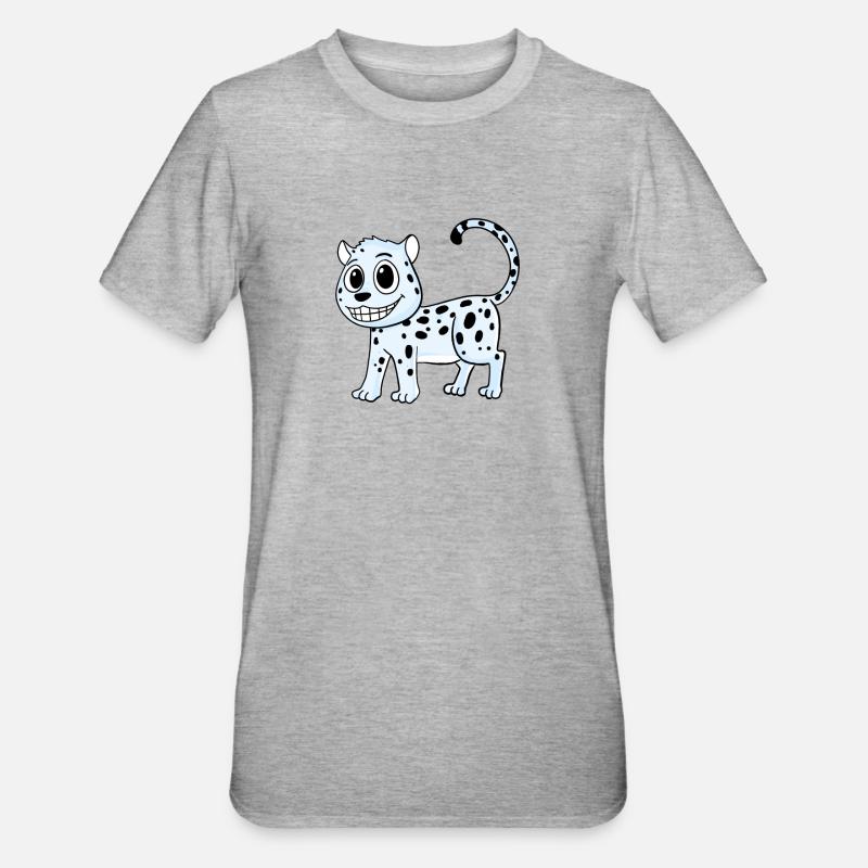Schneeleopard Leopard - Unisex Polycotton T-Shirt - Grau meliert