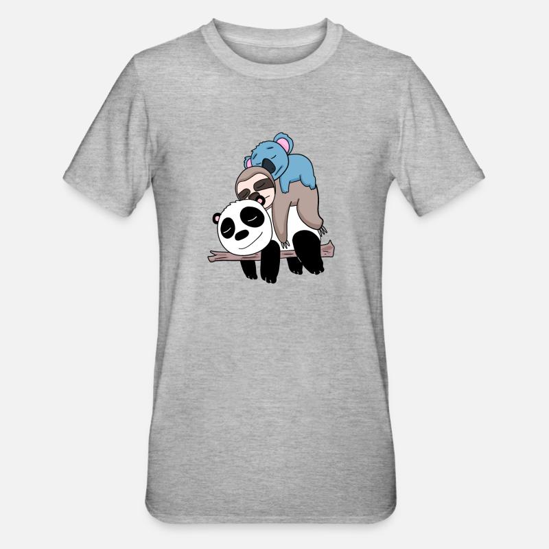 Panda sloth and koala - Unisex Polycotton T-Shirt - heather grey