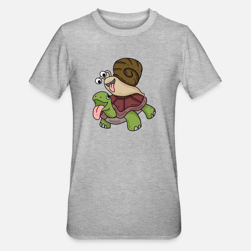Turtle and snail - Unisex Polycotton T-Shirt - heather grey