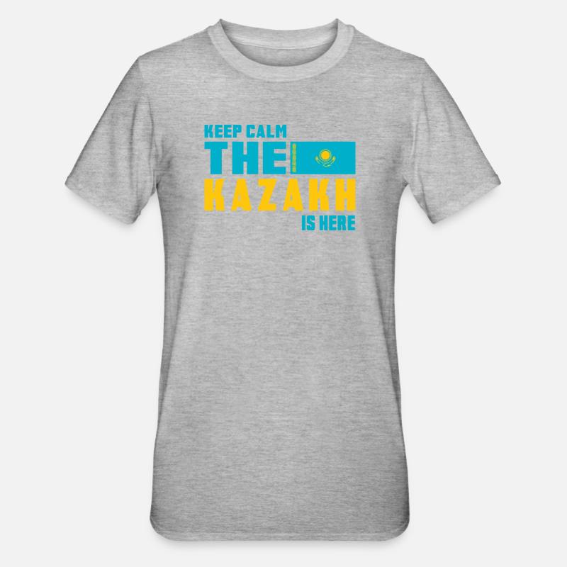 Design du drapeau Keep Calm Kazakhstan - T-shirt polycoton Unisexe - gris chiné