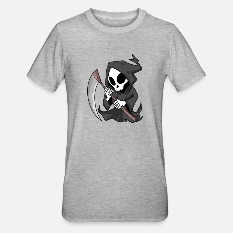 Sensenmann mit Sense - Unisex Polycotton T-Shirt - Grau meliert