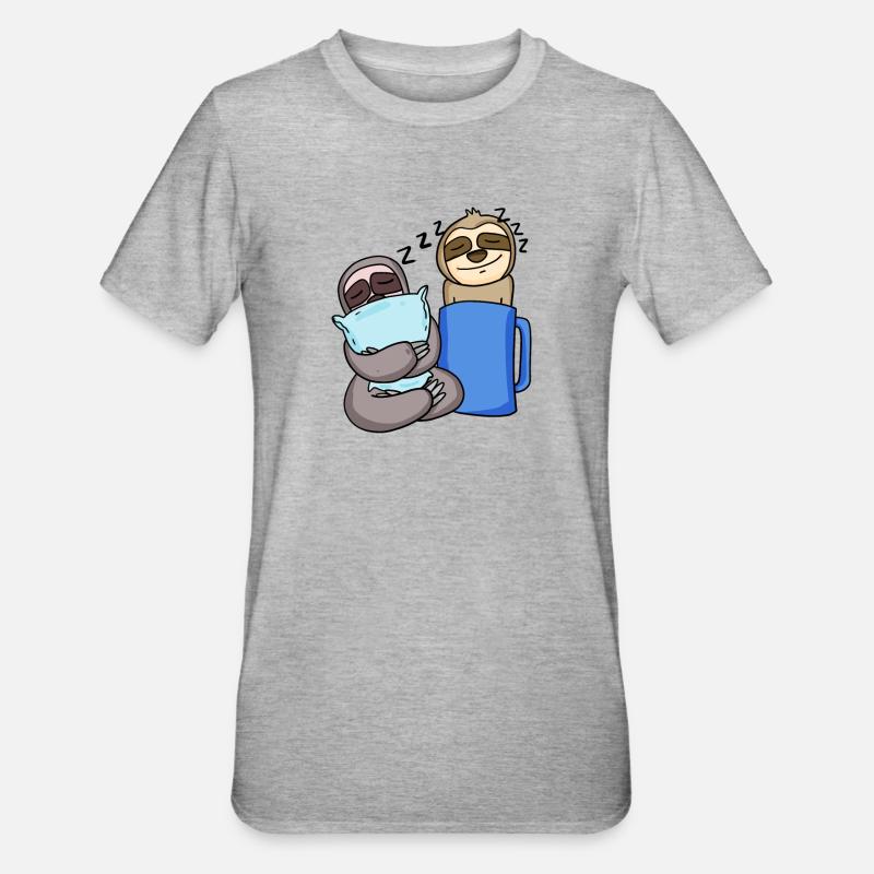 Sloth Sloths Sleeping Coffee - Unisex Polycotton T-Shirt - heather grey