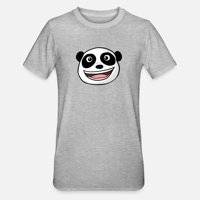 Tête de panda - T-shirt polycoton Unisexe - gris chiné
