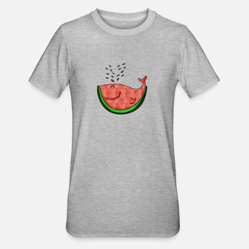 Cadeau baleine à pastèque - T-shirt polycoton Unisexe - gris chiné