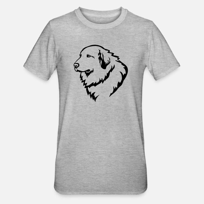 Pyrenäenberghund Kopf - Unisex Polycotton T-Shirt - Grau meliert
