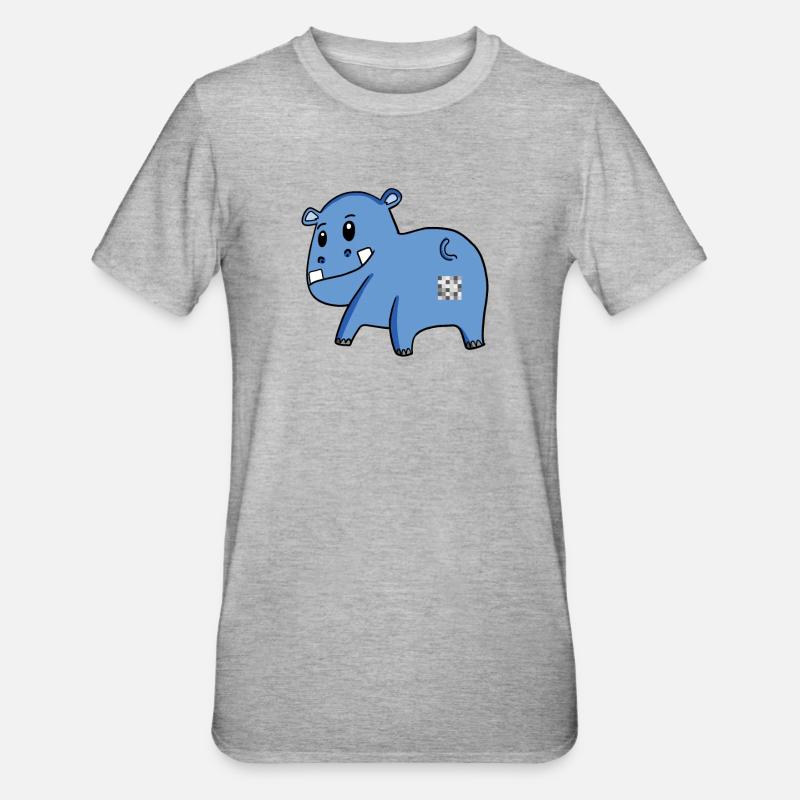 Hippo Ass - Hippopotame Butt - T-shirt polycoton Unisexe - gris chiné