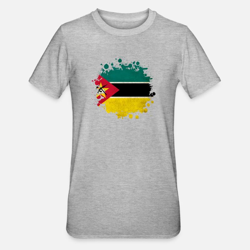 Design du drapeau du Mozambique - T-shirt polycoton Unisexe - gris chiné
