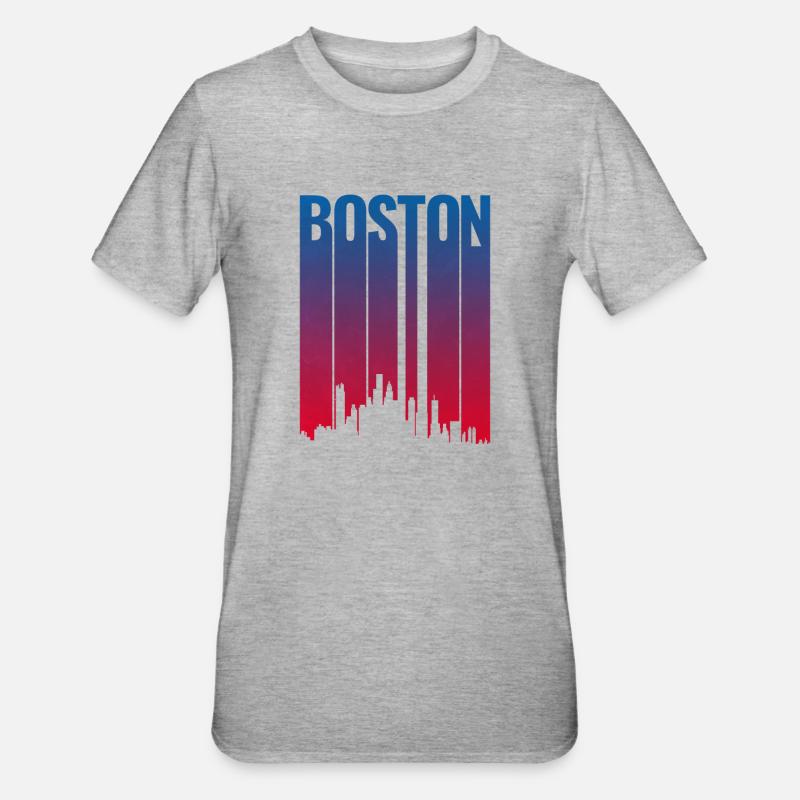 Boston Skyline Gradient Night - Unisex Polycotton T-Shirt - Grau meliert