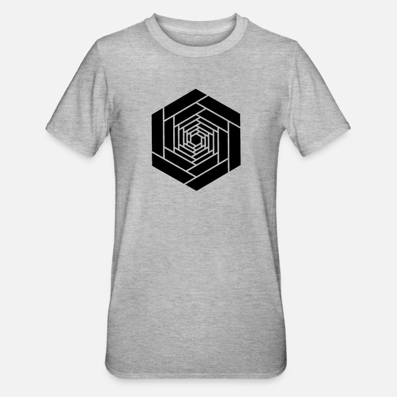 Hexagone infini noir fleur - T-shirt polycoton Unisexe - gris chiné