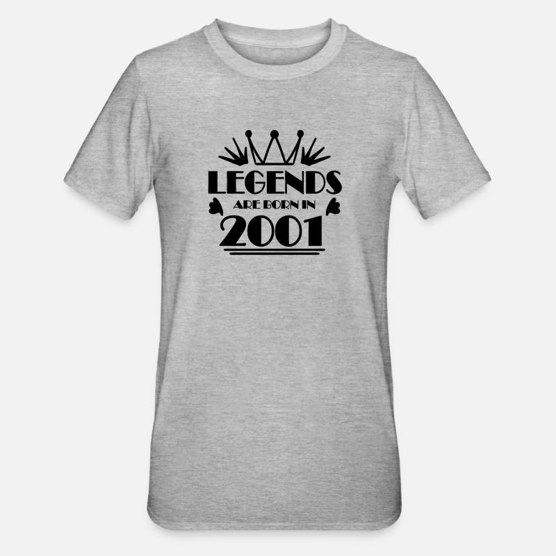 2001 - Né en 2001 - T-shirt polycoton Unisexe - gris chiné
