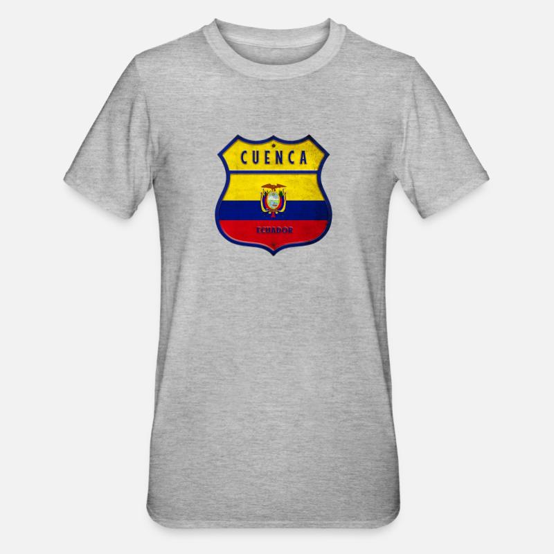 Cuenca Drapeaux de l'Equateur - T-shirt polycoton Unisexe - gris chiné