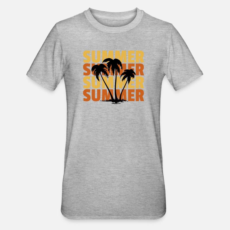 Tropical Summer Palm Tree Pattern - Unisex Polycotton T-Shirt - heather grey