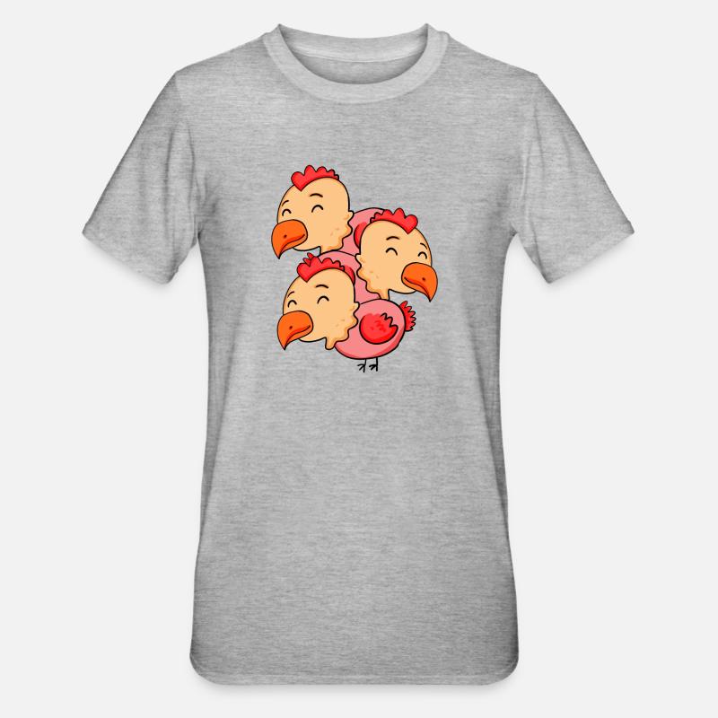 Cute Chickens - Chicken - Unisex Polycotton T-Shirt - heather grey