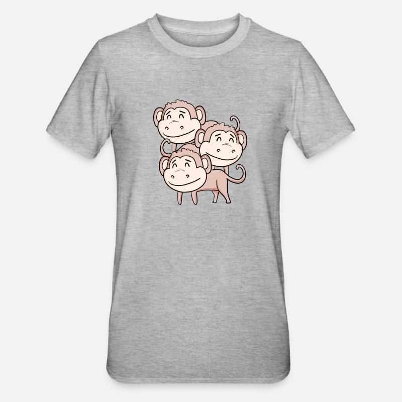 Cute Monkeys - Monkey - Unisex Polycotton T-Shirt - heather grey