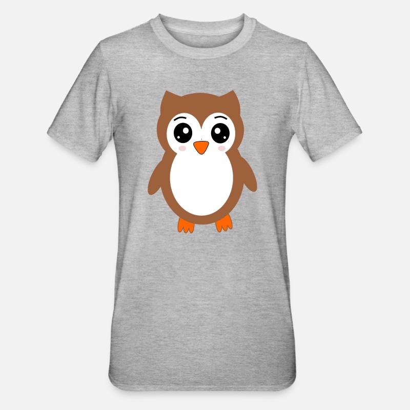 braune Eule Vogel Vogelschutz - Unisex Polycotton T-Shirt - Grau meliert