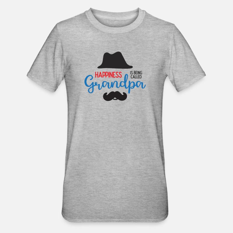 Happines wird Opa genannt - Unisex Polycotton T-Shirt - Grau meliert
