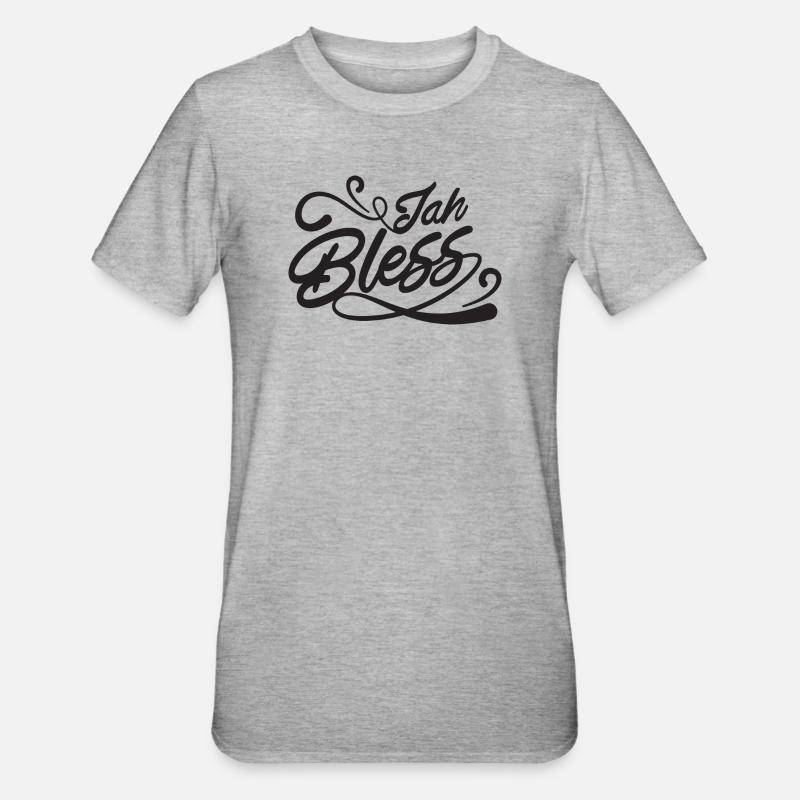 Jah Bless Script - Unisex Polycotton T-Shirt - heather grey