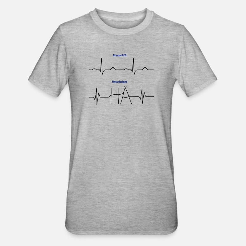 Electrocardiogram (ECG) - Normal versus Hä? - Unisex Polycotton T-Shirt - heather grey