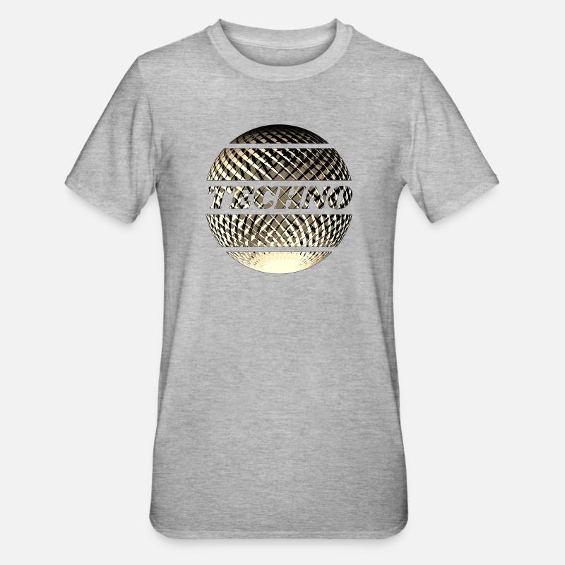 Techno Diskokugel gold - Unisex Polycotton T-Shirt - Grau meliert