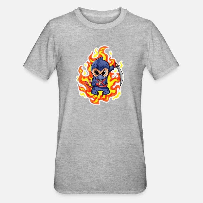 Ninja Fire Red - Unisex Polycotton T-Shirt - heather grey