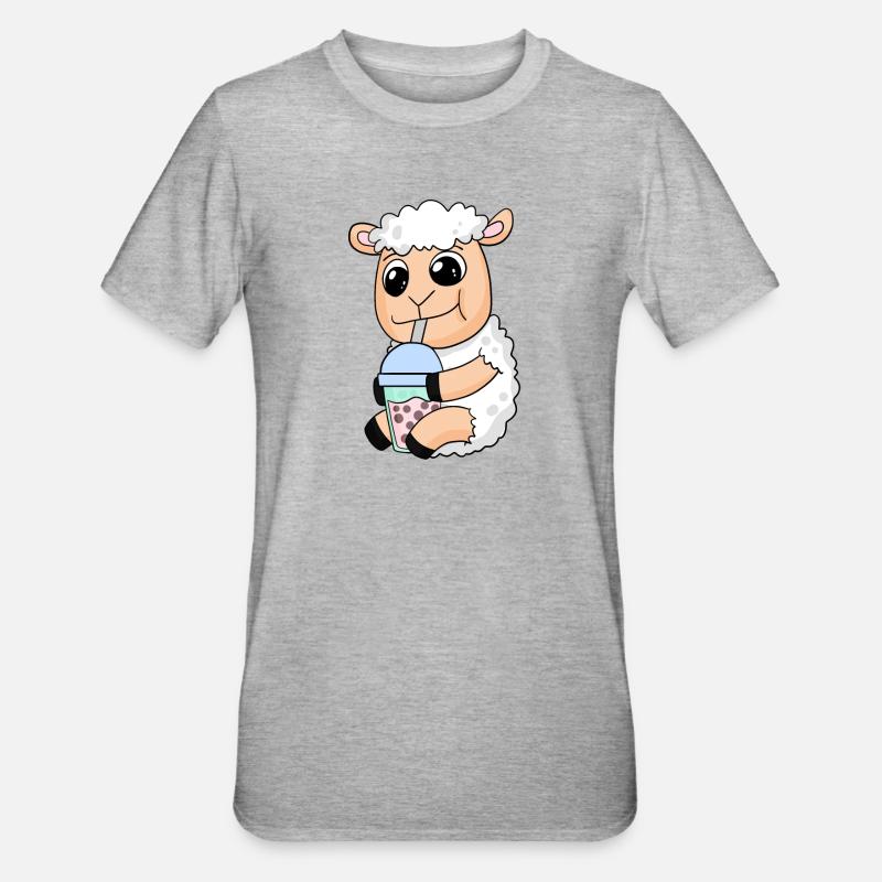 Sheep bubble tea motif - Unisex Polycotton T-Shirt - heather grey